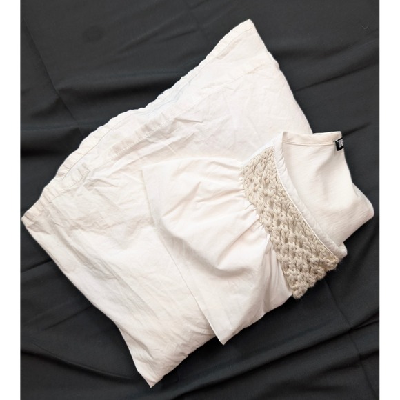 Zara White & Beige Open Crochet Faux Vest‎ Tunic Dress Women's Size Small - Picture 4 of 8